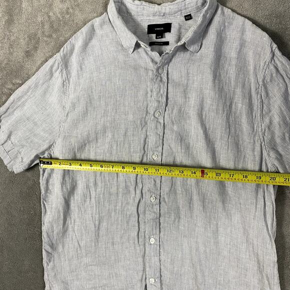 Vince Men's XL Classic Fit Striped Button Up 100% Linen Quiet Luxury - Picture 8 of 10